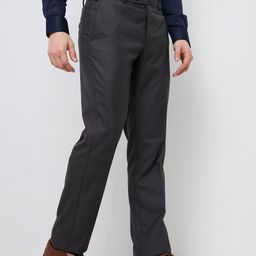park avenue Men Smart Fit Solid Pattern Poly Viscose Blend Flat Front Formal Trouser image 2