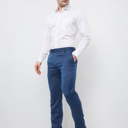 raymond Men Slim Fit Structure Pattern Poly Viscose Blend Pleatless Formal Trouser image 5
