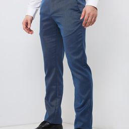 raymond Men Slim Fit Structure Pattern Poly Viscose Blend Pleatless Formal Trouser image 3
