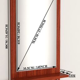 captiver Engineered Wood Wall Mounted 4 Hooks Tier 1 Dressing Table Mirror Teak, Unframed, Rectangular image 3