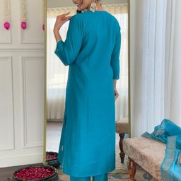 naixa Women's Viscose Embroidered Straight Kurta with Pant and Dupatta Sets (NX-690) image 4