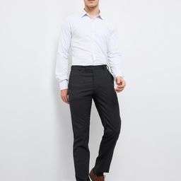 raymond Men Slim Fit Structure Pattern Poly Viscose Blend Flat Front Formal Trouser image 5