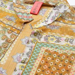 cottinfab Yellow and Rust Printed Open Front Shrug image 3