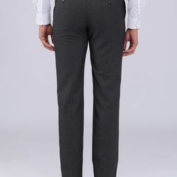 park avenue Men Regular Fit Stripe Pattern Poly Viscose Blend Flat Front Formal Trouser (Size: 34)-PMTX07624-G8 Grey image 4