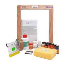 sumikrafts Screen Printing kit for Beginners: 6 Assorted Pigment Dyes Screen Printing Wooden Frame 10"x12" pre Stretched mesh no 16 for Graphic Arts,Textile and Apparel (Option 11) image 1