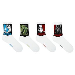 balenzia X STAR WARS Character High Ankle Socks for Men with Giftbox- White, Pack of 4 | Clone Trooper, Yoda, Luke Skywalker, and Darth Vader (Free Size) image 1