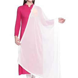 trendlook Woman's Chiffon Fancy Dupatta with border lace for Women`s (Free Size) image 3