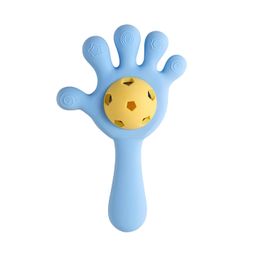 KIDS BASIC Baby Teethers, Silicone Hand Shape Teether with Rattle Inside Hand | 2 in 1Rattle Teether | BPA Free Silicone Teether | Easy to Grip Teether for Baby image 1