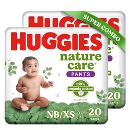 Huggies Nature Care Pants, New Born/Extra Small Size (Upto 5 kgs) Premium Baby Diaper Pants, Combo Pack 40 Count, Made with 100% Organic Cotton-image-31