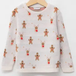 LC Waikiki Christmas Theme Full Sleeves Reindeer Printed Acrylic Knitted Sweater - Ecru-picture-0