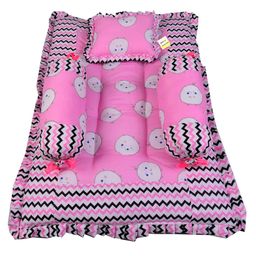 Babytoons New Born Baby Bedding Mattress/Gadda Bed Set for Babies with 2 Side Bolster & Head Pillow | Baby Sleeping Bed for 0 to 12 Months (Pink)-picture-21