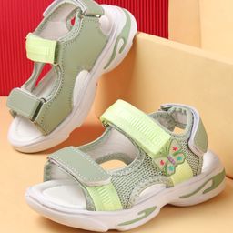 Cute Walk by Babyhug Sandals with Velcro Closure & Butterfly Applique - Green-picture-26
