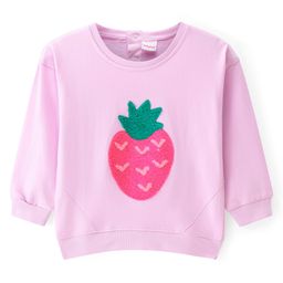 Babyhug Cotton Full Sleeves Sweatshirt With Sequinned Strawberry - Light Pink-image-95