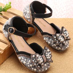 Babyoye Sandals with Buckle Closure Bow & Pear Detailing - Black-image-79