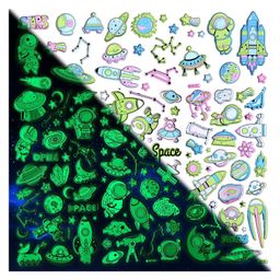 Bunie Glow in The Dark Space Theme 3D Stickers Set  4 Sheets Stickers-2