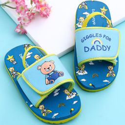 Babyoye Bear Print Flip Flops with Back Strap - Blue-picture-12
