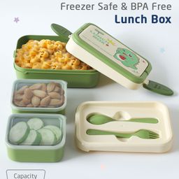 ZOE Leak Proof And Freezer Safe Dino Print Lunch Box - Green-14
