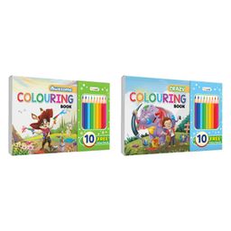 Awesome and Crazy Colouring Book for kids : Kids coloring adventure, Creative coloring book for kids, kids drawing colouring book with 10 free pencil colours for ages (3-12) |Pack of 2 Colouring Books-96