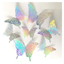 JAAMSO ROYALS Silver Colourful 3D Butterfly Self Adhesive Wall Sticker (12 Pcs)-image-93