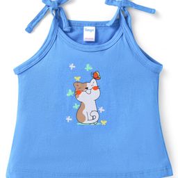 Tango Single Jersey Knit Singlet Sleeves Slips with Kitty Print - Royal Blue-image-61