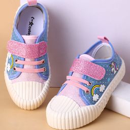 Cute Walk by Babyhug Velcro Closure Casual Shoes with Rainbow Theme Print -Blue-image-23