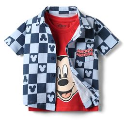 Babyhug Disney Single Jersey Knit Half Sleeves Shirt & Inner T-Shirt With Mickey Mouse Graphics And Pocket Detailing - Red & Navy Blue-image-98