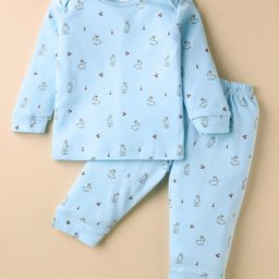 Tango Interlock Knit Full Sleeves Co-ords Night Suit with Bunny Print - Light Blue-picture-23