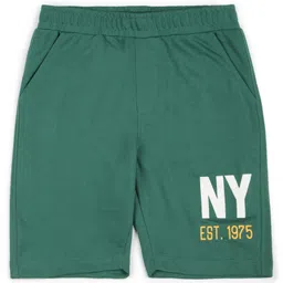 ALAN JONES Cotton Blend Knit NY Text Printed Shorts - Green-picture-35
