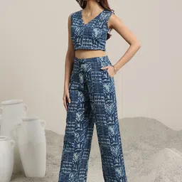 Libas Floral Printed Top , Jacket With Palazzo Co-Ords-image-21
