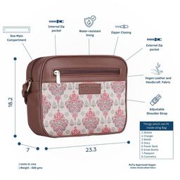 Rubik Floral Printed Structured Tote Bag with Cut Work image 2