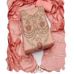 ASISA Embroidered Organza Unstitched Dress Material-image-61