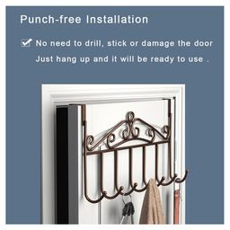 JD FRESH 1 Piece Premium Metal Drill Free Hooks Door Hangers for Clothes - White image 5