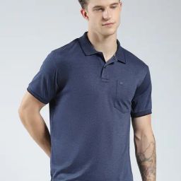Monte Carlo Navy Blue Cotton Blend Regular Fit Solid Polo T-Shirt-image-71