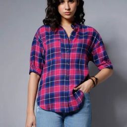 High Star Blue Check Oversized Shirt-image-54