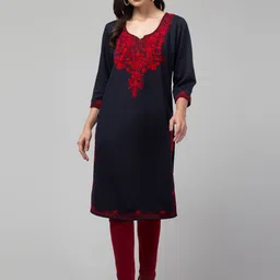 Trend Level Women Embroidered Woollen Kurta-picture-27