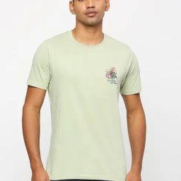 Basics Green Cotton Muscle Fit T-Shirt-image-9