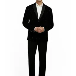 Louis Philippe Black Slim Fit Embellished Two Piece Suit-image-20