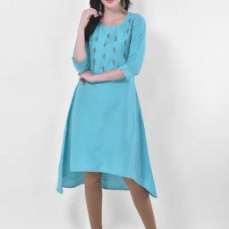 Span Blue Embellished A Line Kurta-image-103
