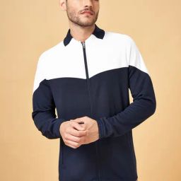 Urban Ranger by Pantaloons Navy & White Regular Fit Colour Block Sweatshirt-picture-13