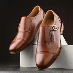 Clog London Men's Brown Monk Shoes-image-20