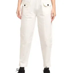 Global Republic White Regular Fit Elasticated Pants-image-31