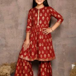 LilPicks Kids Maroon Printed Suit Set-picture-26
