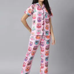StyleStone Pink Owl Print Shirt With Pyjamas-picture-34