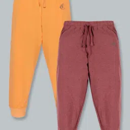 Kiddopanti Kids Red & Orange Cotton Regular Fit Trackpants (Pack of 2)-image-40