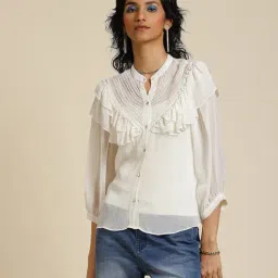 Label Ritu Kumar Ecru Self Design Shirt-picture-15