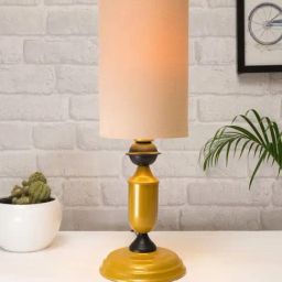 Homesake Murphy Golden & White Metal Table Lamp With Cylinder Shade (LED Bulb Included)-image-22