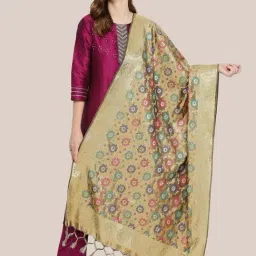 Dupatta Bazaar Gold Woven Pattern Dupatta-image-2