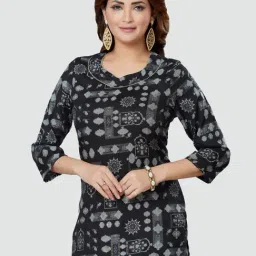 Saree Swarg Black Printed Straight Kurti-image-44