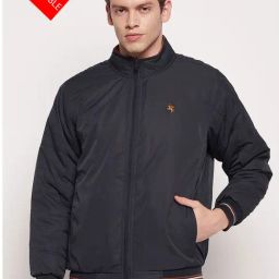 Cantabil Dark Navy Regular Fit Reversible Jacket-image-59