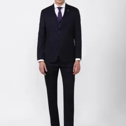 Van Heusen Navy Slim Fit Self Pattern Three Piece Suit-image-48